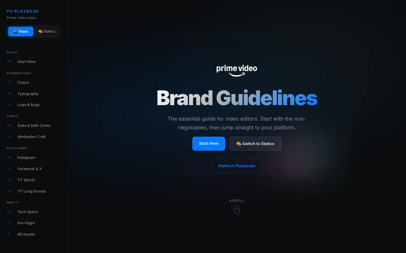 Brand guidelines reference site for video editors
