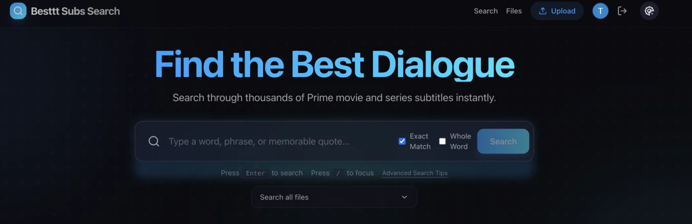 Besttt Subs Search dialogue search screen
