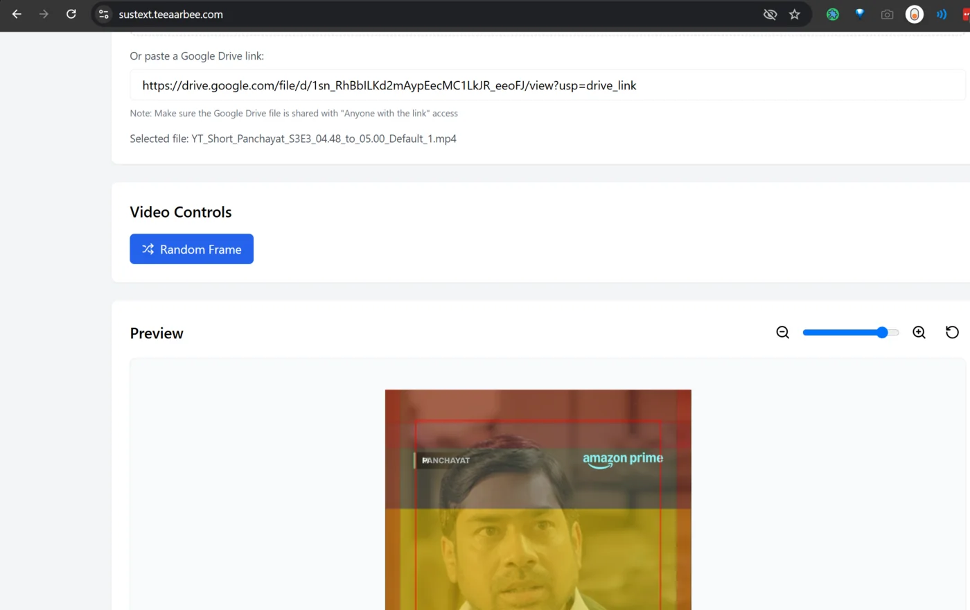 Text checker analysing a video frame